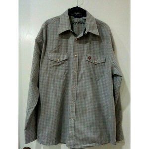 LS Shirt George Strait Long Sleeve Checked 2 Pockets Western Shirt Men's Size L